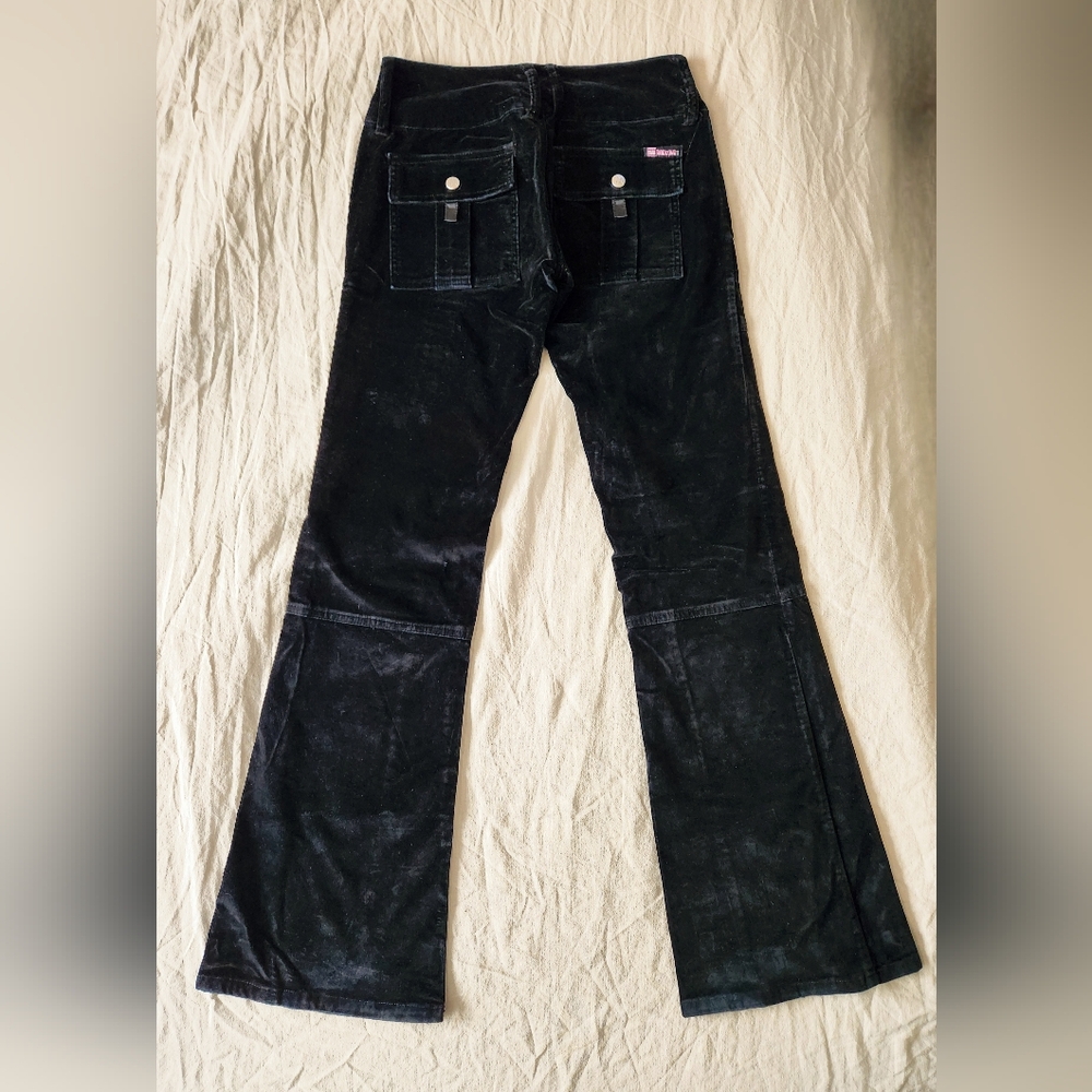 Vintage 1990s Y2K Black Velvet Bootcut Pants Bubblegum - Picture 13 of 14